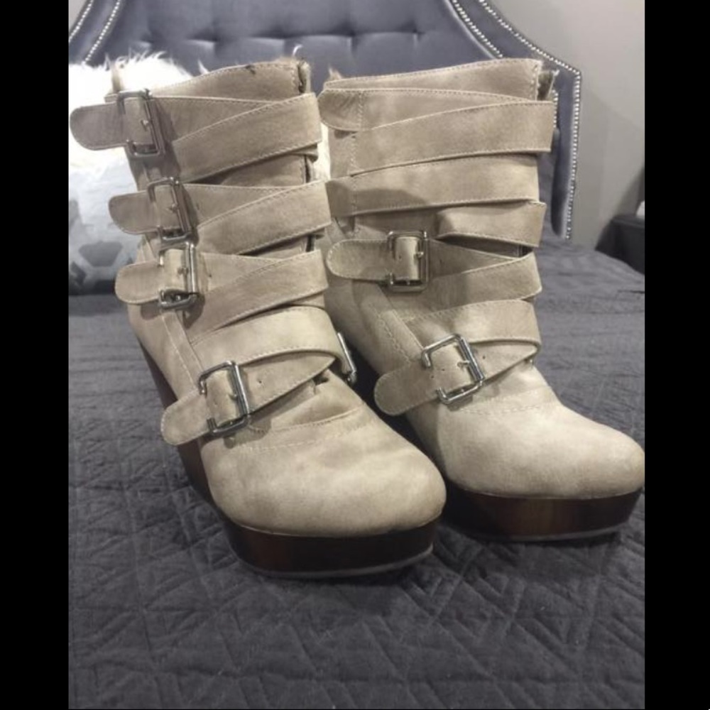 Not Rated wedged fur boots